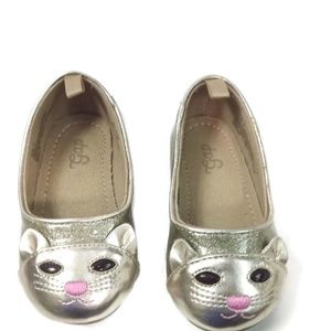 GAP Toddler Girls GOLD Kitty Cat Face  Shoes  5 M